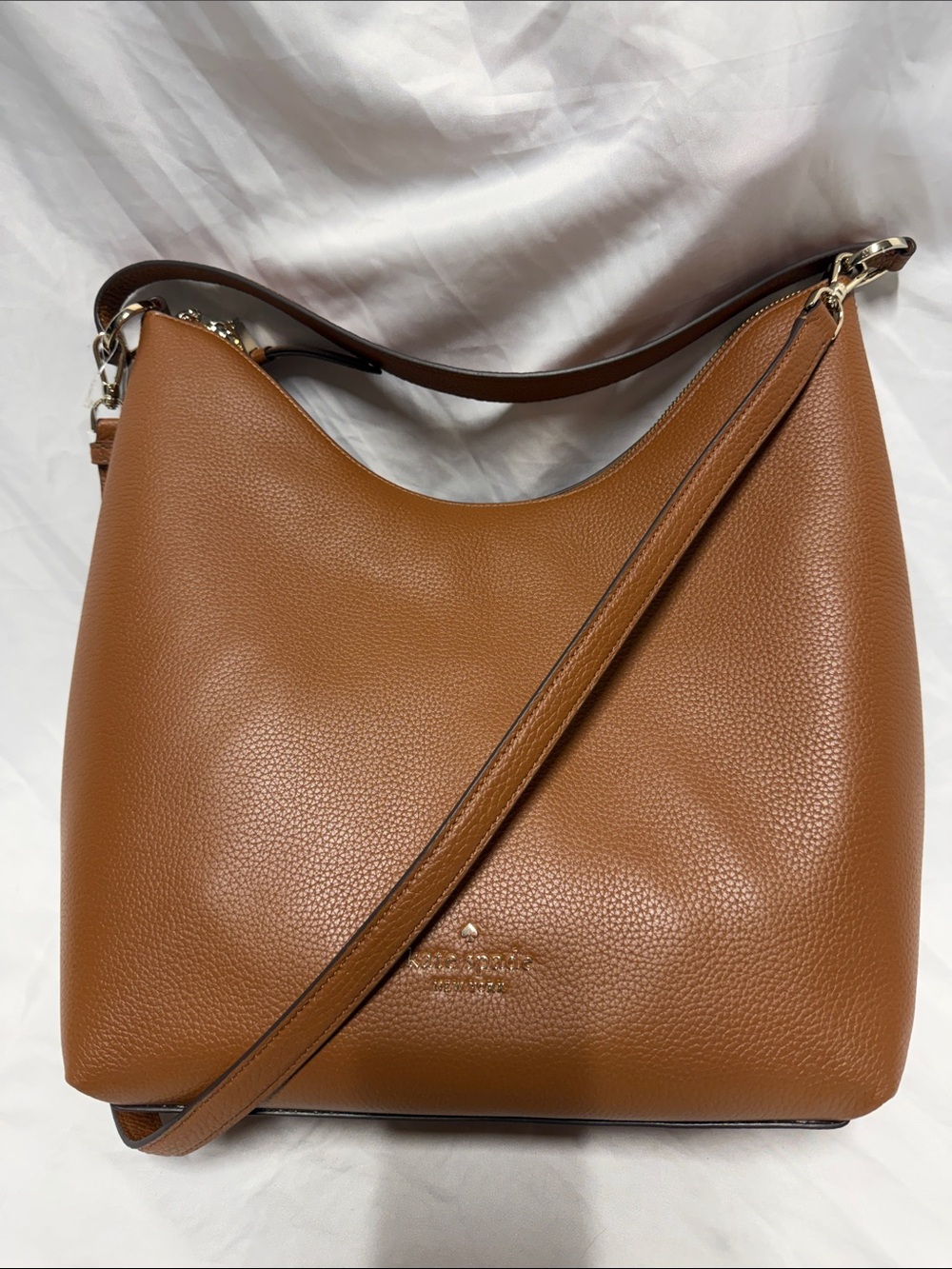 kate spade Pebbled Leather Shoulder Bag in Cognac